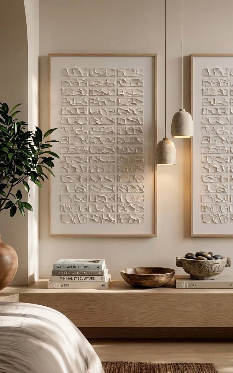Carved Lines, Textured decorative diptych by Soha Fazeli