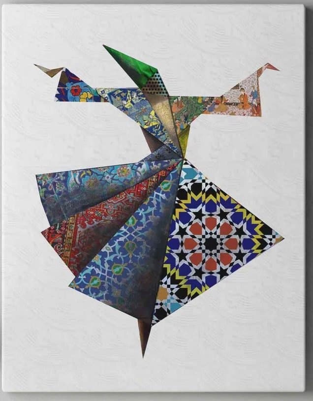 Folded Heritage, Mixed media collage by Soha Fazeli
